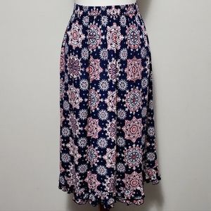Kim Rogers Blue Indian Paisley gauze midi skirt size small